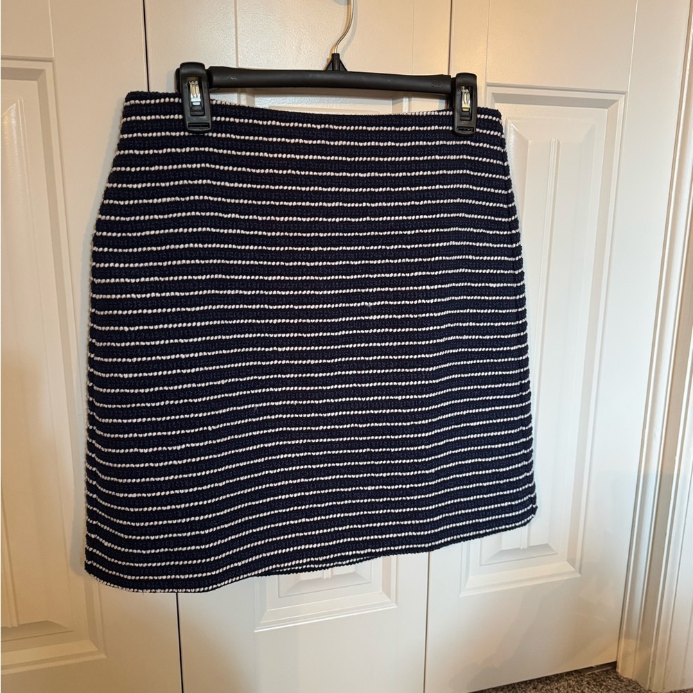J. Crew Navy and White Striped Mini Skirt